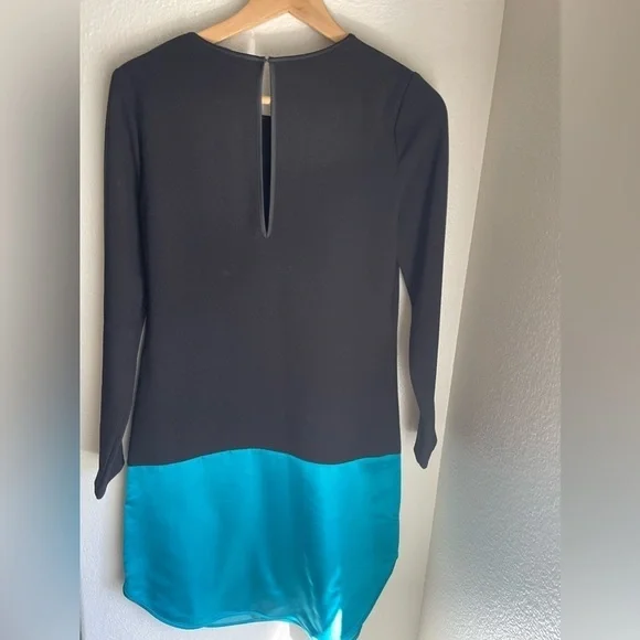 Cynthia rowley combo crew neck tunic dress black/ teal - Picture 8 of 9